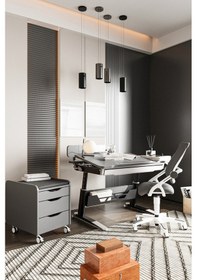 Resim Creo Mobili Yükseklik Ve Eğim Ayarlı, Sirius Delüx Bilgisayar Ve Çalışma Masası Takımı, Antrasit Gri 