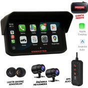 Resim E SCOOTER İÇİN MOTOPLAY 2000 – 6.25” 2K Çift Kameralı Kablosuz CarPlay & Android Auto Destekli Motosiklet Multimedya Ekranı 
