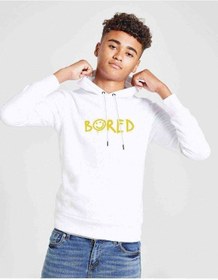 Resim Tshirthane Sherlock Bored Baskılı Unisex Çocuk Kapüşonlu Beyaz Sweatshirt Beyaz 