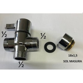 Resim HMS Banyo Robot Duş Seti Yönlendirici musluk 1/2-1/2-1/2 18*1,5 Krom 