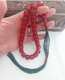 Resim Murat Yüzer Usta Eseri Tekerlek Kesim Necef Bağa Tesbih... Ölçü: 11 X 13 Kırmızı 