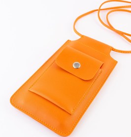 Resim DK LEATHER Kadın Turuncu Omuz Askılı Küçük Telefon Çantası Kılıfı / Kart Bölmeli Yürüyüş Çantası 