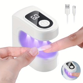 Resim Taşınabilir Mini Tırnak Curing Lambası, Dijital Ekran ve USB Şarjlı Plastik Jel Parlatma Curing Lambası, Ev ve Salon Kullanımı İçin Uygun, Jel Tırnakları Güçlendirme İçin 