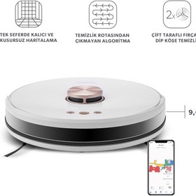 Resim Homend Alex Laser Pro 1283H Moplu ve Haritalamalı Akıllı Robot Süpürge Beyaz 