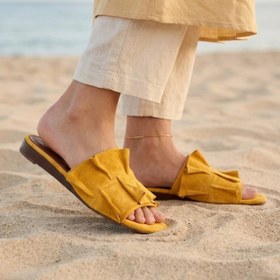 Resim Bueno Shoes Sarı Süet Kadın Düz Terlik 01wn1908 