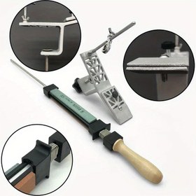 Resim Profesyonel Ağır Hizmet Tipi Bıçak Bileme Sistemi - Ayarlanabilir Yükseklik ve Sabit Taban, Sağlam Çinko Alaşım Konstrüksiyonlu, Şef, Steak, Çok Amaçlı Mutfak Bıçakları için Taşlama & Parlatma Kiti - Kararlı Platforma sahip Kompakt Bileyici, Kolay Montaj, Ev kullanımı İdeal - Hassas Bileme için Tutamak ve Adjustable Mekanizmalı Geliştirilmiş Model 