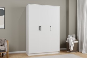 Resim KARDELEN BEYAZ ELBİSE DOLABI, 3 KAPAKLI, 5 RAFLI, 120 CM 