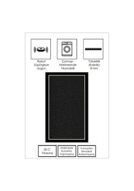 Resim West Home Dijital Baskı Yıkanabilir Kaymaz Taban Salon Halısı Mutfak Halısı Yolluk Wh 478 Black 