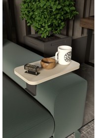 Resim Yan Sehpa Ayarlanabilir Tepsi Dikdörtgen Dekoratif Modern Yatay Dikey Koltuk Sehpası Krem Krem 