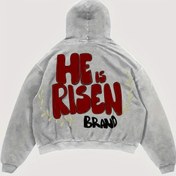 Resim Y2K Tarzı Grafik Baskılı Kapüşonlu Sweatshirt ve Kanguru Cebi - "O DIRİLDİ" Tasarımı, %100 Polyester, Hafif & Rahat, Kadınlar için Her Mevsim Günlük Giyim 