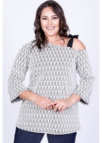 Resim Myline Kadın Düşük Omuzlu Bağlama Detaylı Bluz 35080 Beyaz 