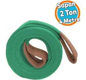 Resim Yük Kaldırma Polyester Spanzet Sapan Yeşil Renk 2 Ton 4 Metre Sağlam Taşıma Indirme Araç Çekme Halat 