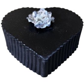 Resim Uretti - Hülya 6683 El Yapımı Kalpli Dekoratif Polyester Takı Kutusu - Şık Masaüstü Takı Organizer - Siyah 