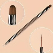 Resim 1 adet Profesyonel Fransız Çift Uçlu Tırnak Sanatı Fırçası - DIY Tırnak Tasarımı ve Sanat Boyama için Yuvarlak Başlıklı İnce Uçlu, Salon Kalitesinde Tırnak Aksesuarları, Tırnak Sanatı Fırçaları, Naylon Kıllar 