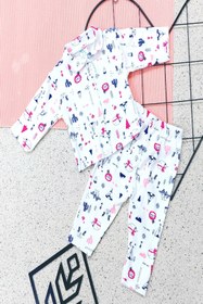 Resim Kızıldereli Desenli Önden Çıtçıtlı,gömlek Yakalı Kız Bebek Pijama Takım ka9855153 