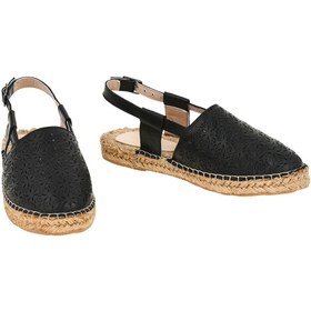 Resim NOOSY Kadın Siyah Hakiki Deri El Yapımı Espadril 