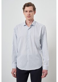 Resim Erkek A-beyaz Trend Çizgili Slim Fit İtalyan Yaka Gömlek 25mc004050601 A-beyaz A-beyaz 