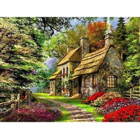 Resim wombhobby Ormandaki Ev Sayılarla Boyama Seti 80x100 Cm Çerçevesiz RULO ( Kasnaksız ) 