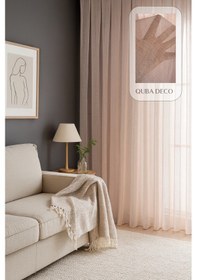 Resim Natural Modern File Dokulu Keten Tül Perde Pileli Salon Oturma Odası Yatak Odası Çocuk Odası Pembe 