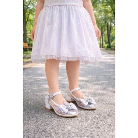 Resim Kiko Kids Asel Kız Çocuk Simli Topuklu Abiye Şeffaf Ayakkabı 