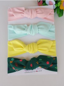 Resim swan butik Kız Çocuk Bebek Bandana Toka Seti 4'lü Sarı, Pudra Pembe, Cam Göbeği, Sarı, Zümrüt Yeşili 