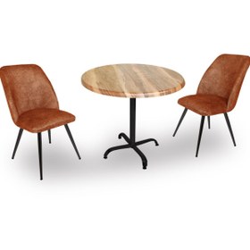 Resim Dockers Indigo Werzalit Yuvarlak - Nilüfer 2li Masa Takımı (90 Cm Çap) - Indiana Wood Kahve 