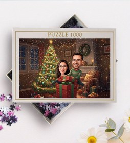 Resim Bk Gift Kişiye Özel Sevgili Yılbaşı Karikatür Tasarımlı 1000 Parça Profesyonel Puzzle-4, 1000 Puzzle, Yeni Yıl Hediyesi, Yılbaşı Hediyesi Kobitmeyenco 
