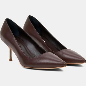Resim Desa Kadın Kahve Sivri Burunlu Deri Stiletto 
