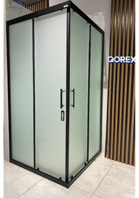 Resim Ustaduş - Qorex Marka - Siyah - 6 Mm Temperli Kum Cam Duşakabin H:190 Özel Seri Krom Aksesuar 1 Diğer 