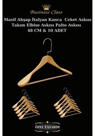 Resim Elbise Askısı Business Class 48 Cm Krom İtalyan Kanca Masif Ahşap Palto Ceket Askısı 10 Adet Diğer 
