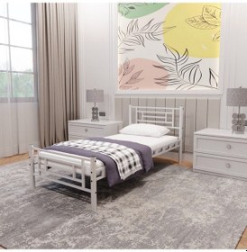 Resim Manolya Tek Kişilik Metal Karyola A Kalite, Ses Çıkarmaz ,ölçülü Model Karyola Beyaz 