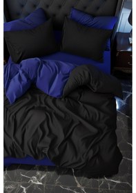 Resim More Home Tek Kişilik Yorgan Kılıfı + Yastık Kılıfı Siyah Lacivert Kombin 