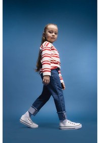 Resim DeFacto Kız Bebek Paperbag Duble Paça Jean Pantolon E0424A525SPBE394 Mavi 