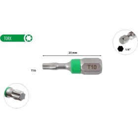 Resim Ceta Form T10 x 25 mm Torx Bits Uç Renk Kodlu CB/806TC (1 Adet) 