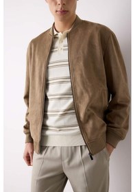 Resim DeFacto Slim Fit Süet Bomber Mont Ceket Dar Kesim Kolej Yaka Fermuarlı Çift Cepli Mevsimlik Baharlık Hafif A3866AX25SPBN297 