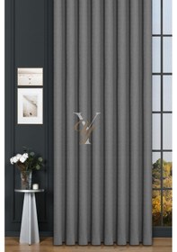 Resim Keten Fon Perde V-4018 Açık Antrasit Çok Renkli 