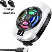 Resim Telefon Soğutucu Fan Radyatörlü Aparatlı 15W Power 3 Farklı Derece Ayarlı Rgb Işıklı Beyaz Fan 