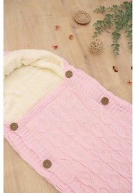 Resim Kız Bebek Düğmeli Pembe Anakucağı Kundak Stl6811 Beyaz - Fuşya 