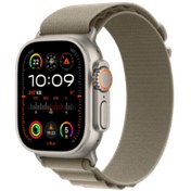 Resim Apple Watch Ultra 2 GPS + Cellular, 49mm Titanyum Kasa ve Klasik Zeytin Yeşili Alpine Loop - Küçük Boy 