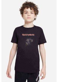 Resim Iron Maıden Metal Rock Baskılı Unisex Çocuk Siyah T-Shirt (528286479) 