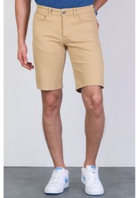 Resim HLT Jeans Erkek Bej Slim Kesim Comfort Likralı Esnek Jeans Şort Thomas-Bej 001 