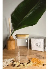 Resim Luca Mia Bambu Kapaklı 800 Ml Cam Kavanoz 4 Adet 20.0006 