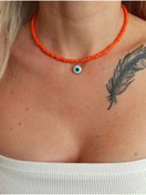 Resim DENİZDENAL Turuncu Kum Kolye Cam Nazarlık 