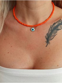 Resim DENİZDENAL Turuncu Kum Kolye Cam Nazarlık 