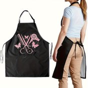 Resim Kadınlar için Stilist Önlüğü, Saç Kurutma Makinesi, Makas & Kelebek Tasarımı - Ev ve Profesyonel Kullanım için Siyah Salon Berber Önlüğü, Ayarlanabilir Boyun Askısı & Bel Bağları, Profesyonel Saç Stilist Önlüğü | Kelebek Desenli Önlük | Dayanıklı Salon Önlüğü, Berber Aksesuarları 