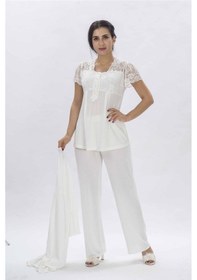 Resim Duchesse 3008 Hamile Lohusa Sabahlıklı Pijama Takım-ekru 