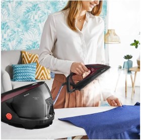 Resim Tefal Pro Express Protect 7.5 Bar Yüksek Basınçlı Siyah Mor Buhar Kazanlı Ütü - Kireç Avcısı, Damlama Emniyeti, Durilium Taban ve Sessiz Teknoloji 