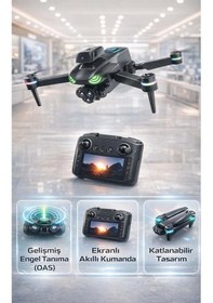 Resim Profesyonel Görünümlü Işıklı Drone Ve Otomatik Engelden Kaçınma Görüntü Aktarımlı Akıllı Kumandalı 