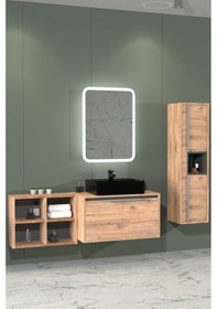 Resim Camaro 145 Cm Siyah Lavabolu Banyo Dolabi (Boy Dolap Hariç) Çok Renkli 