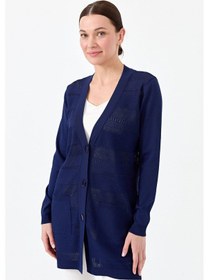 Resim Kadın Triko V Yaka Yazlık Hırka Lacivert Lacivert 